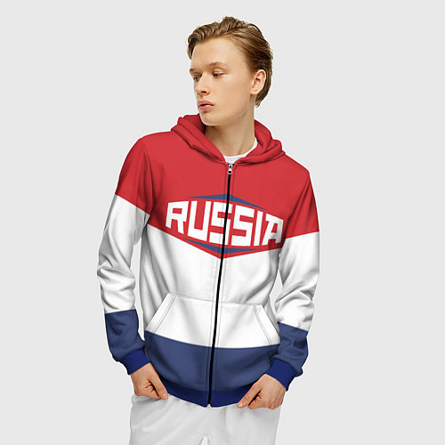 Мужская толстовка на молнии Russia / 3D-Синий – фото 3