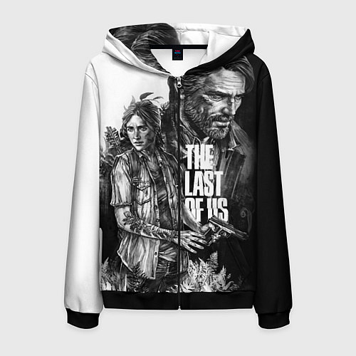 Мужская толстовка на молнии THE LAST OF US ЧЁРНО БЕЛЫЙ / 3D-Черный – фото 1