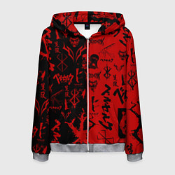 Мужская толстовка на молнии BERSERK BLACK RED БЕРСЕРК ПАТТЕРН