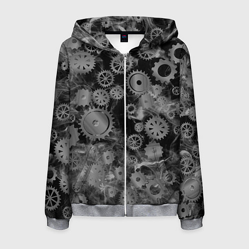 Мужская толстовка на молнии Механизм и дым, стимпанк / 3D-Меланж – фото 1
