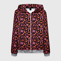 Толстовка 3D на молнии мужская ГЕПАРД В ЛИСТВЕ, цвет: 3D-меланж