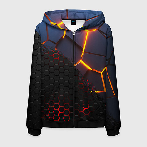 Мужская толстовка на молнии 3D РАЗЛОМ И СТАЛЬНАЯ БРОНЯ ПОПУЛЯРНЫЕ ТЕКСТУРЫ / 3D-Черный – фото 1