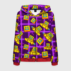 Толстовка 3D на молнии мужская Geometry Dash: Violet Space, цвет: 3D-красный