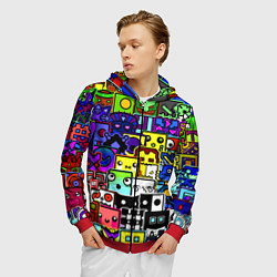 Толстовка 3D на молнии мужская Geometry Dash: All Skins, цвет: 3D-красный — фото 2