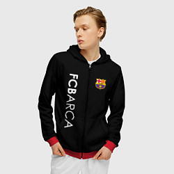 Толстовка 3D на молнии мужская FC BARCA BLACK STYLE, цвет: 3D-красный — фото 2