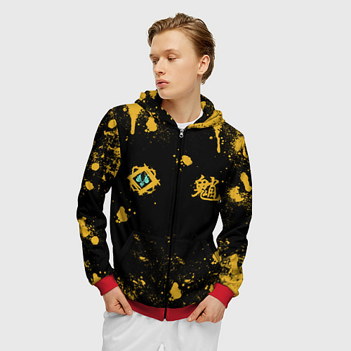 Мужская толстовка на молнии ОХОТНИК НА ДЕМОНОВ СЯО / 3D-Красный – фото 3