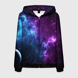 Толстовка 3D на молнии мужская NEON GALAXY НЕОНОВЫЙ КОСМОС, цвет: 3D-черный