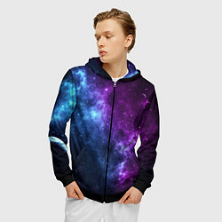 Толстовка 3D на молнии мужская NEON GALAXY НЕОНОВЫЙ КОСМОС, цвет: 3D-черный — фото 2
