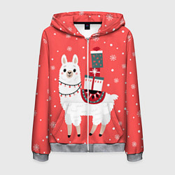 Мужская толстовка на молнии Лама Новый год