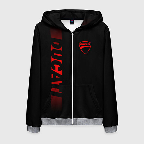 Мужская толстовка на молнии DUCATI BLACK RED LINE / 3D-Меланж – фото 1
