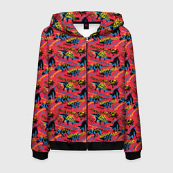 Толстовка 3D на молнии мужская Миллионы лет назад, цвет: 3D-черный