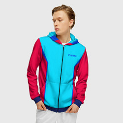 Толстовка 3D на молнии мужская Ретро стиль FIRM, цвет: 3D-синий — фото 2
