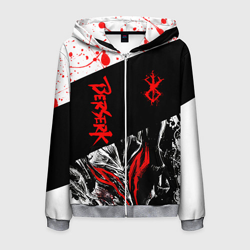 Мужская толстовка на молнии Берсерк черная маска с логотипом / 3D-Меланж – фото 1