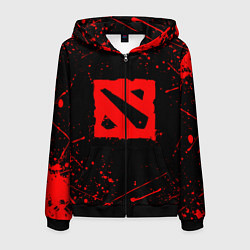 Толстовка 3D на молнии мужская DOTA 2 БРЫЗГИ КРАСОК ДОТА 2 ЛОГО, цвет: 3D-черный