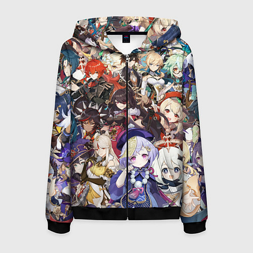 Мужская толстовка на молнии ПЕРСОНАЖИ GENSHIN IMPACT ЦВЕТНОЙ / 3D-Черный – фото 1