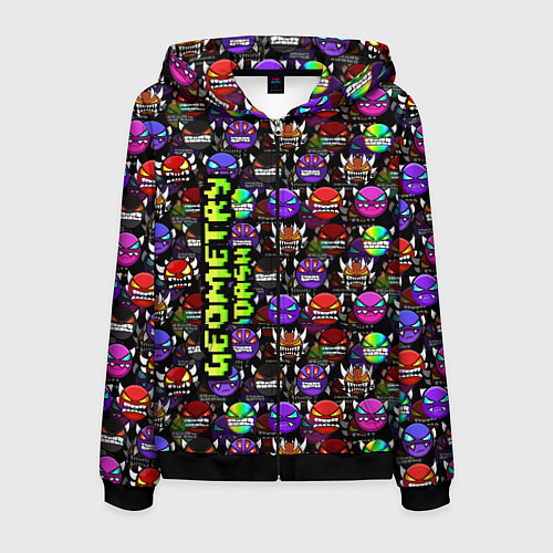 Мужская толстовка на молнии Geometry Dash: Heroes / 3D-Черный – фото 1