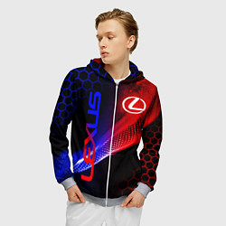 Толстовка 3D на молнии мужская LEXUS ЛЕКСУС NEON НЕОН, цвет: 3D-меланж — фото 2