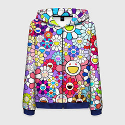 Толстовка 3D на молнии мужская Цветы Takashi Murakami, цвет: 3D-синий