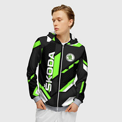 Толстовка 3D на молнии мужская ШКОДА ГЕОМЕТРИЯ ЛИНИИ SKODA GEOMETRY SPORT, цвет: 3D-меланж — фото 2