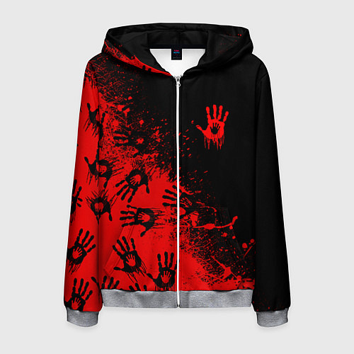 Мужская толстовка на молнии Death Stranding Отпечаток рук паттерн / 3D-Меланж – фото 1