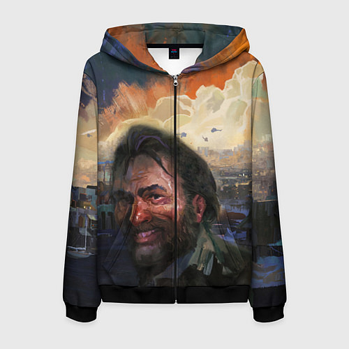 Мужская толстовка на молнии Disco Elysium Harrier Du Bois / 3D-Черный – фото 1