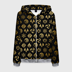Толстовка 3D на молнии мужская GOLDEN GENSHIN IMPACT PATTERN ЗОЛОТО ГЕНШИН ИМПАКТ, цвет: 3D-меланж