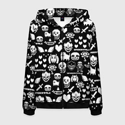 Мужская толстовка на молнии UNDERTALE PATTERN БЕЛЫЙ