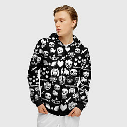 Толстовка 3D на молнии мужская UNDERTALE PATTERN БЕЛЫЙ, цвет: 3D-черный — фото 2