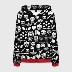 Толстовка 3D на молнии мужская UNDERTALE PATTERN БЕЛЫЙ, цвет: 3D-красный