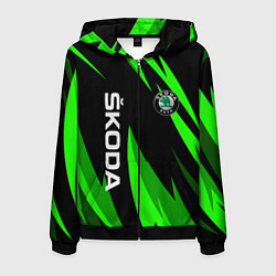 Толстовка 3D на молнии мужская SKODA Логотип Узор, цвет: 3D-черный