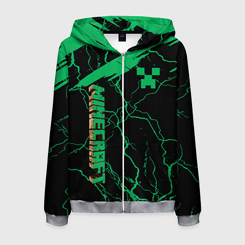Мужская толстовка на молнии Minecraft нуб / 3D-Меланж – фото 1