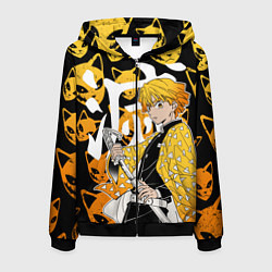 Толстовка 3D на молнии мужская ЗЕНИЦУ ZENITSU СТИЛЬ ГРОМА, цвет: 3D-черный