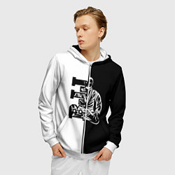 Толстовка 3D на молнии мужская BJJ, цвет: 3D-белый — фото 2