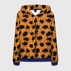 Толстовка 3D на молнии мужская Мех Гепарда Пятна, цвет: 3D-синий