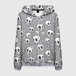 Толстовка 3D на молнии мужская Skulls & bones, цвет: 3D-меланж