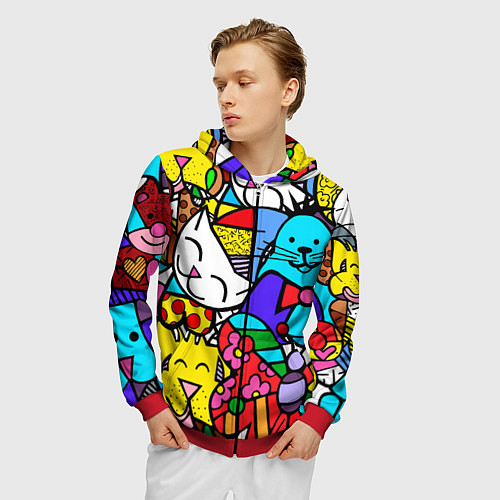 Мужская толстовка на молнии Ромеро Бритто Настоящие лучшие друзья / 3D-Красный – фото 3