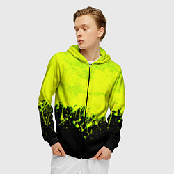Толстовка 3D на молнии мужская НЕОНОВЫЕ БРЫЗГИ КРАСКИ, цвет: 3D-черный — фото 2