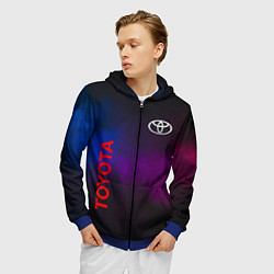 Толстовка 3D на молнии мужская Toyota - неоновый дым, цвет: 3D-синий — фото 2