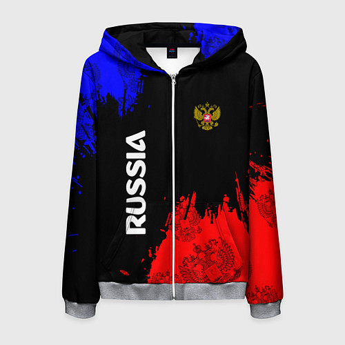 Мужская толстовка на молнии Russia Патриот / 3D-Меланж – фото 1