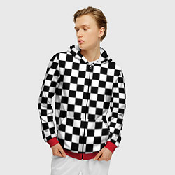 Толстовка 3D на молнии мужская Chess Squares Cubes, цвет: 3D-красный — фото 2