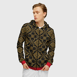 Толстовка 3D на молнии мужская Versace classic pattern, цвет: 3D-красный — фото 2