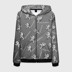 Толстовка 3D на молнии мужская Peugeot: Pattern, цвет: 3D-черный