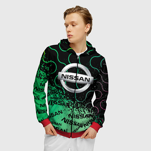 Мужская толстовка на молнии NISSAN Супер класса / 3D-Красный – фото 3