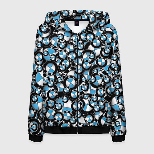 Мужская толстовка на молнии BMW PATTERN LOGO / 3D-Черный – фото 1