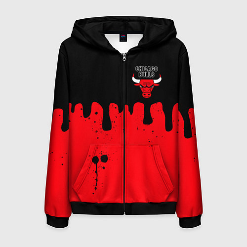Мужская толстовка на молнии Chicago Bulls Чикаго Буллз Логотип / 3D-Черный – фото 1