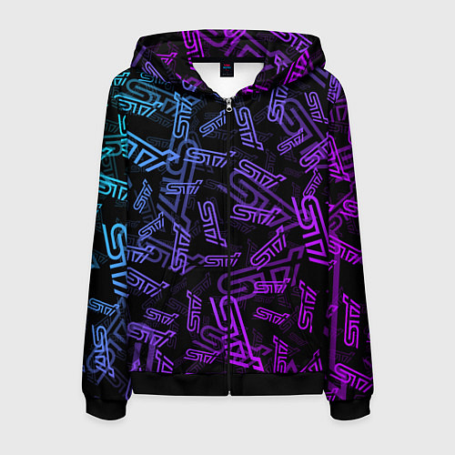 Мужская толстовка на молнии STI NEON PATTERN / 3D-Черный – фото 1