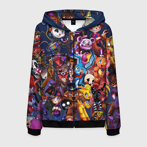 Мужская толстовка на молнии Cute Fnaf Pattern / 3D-Черный – фото 1