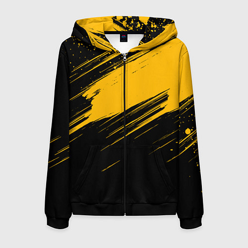 Мужская толстовка на молнии Black and yellow grunge / 3D-Черный – фото 1