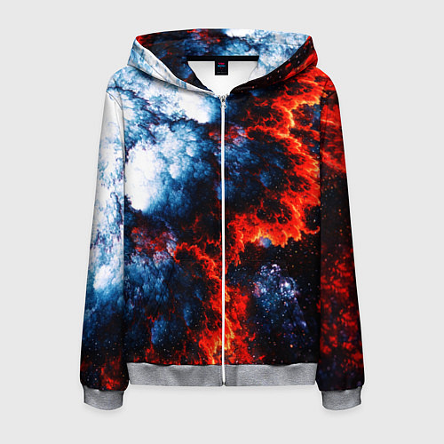 Мужская толстовка на молнии 3D ЯДЕРНЫЙ КОСМИЧЕСКИЙ ВЗРЫВ ОГОНЬ / 3D-Меланж – фото 1