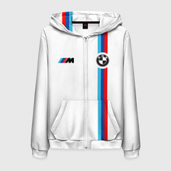 Толстовка 3D на молнии мужская БМВ 3 STRIPE BMW WHITE, цвет: 3D-белый